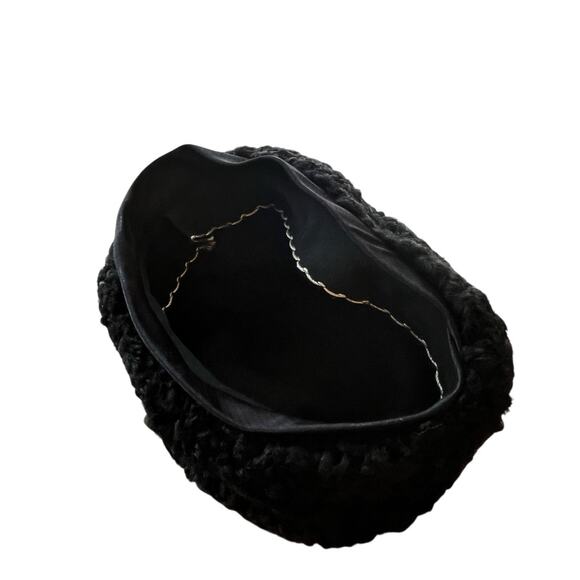 Vintage Persian Lamb Hat Women Size 6 5/8 Black Fitted Pill Box Squishee Winter - Picture 5 of 8